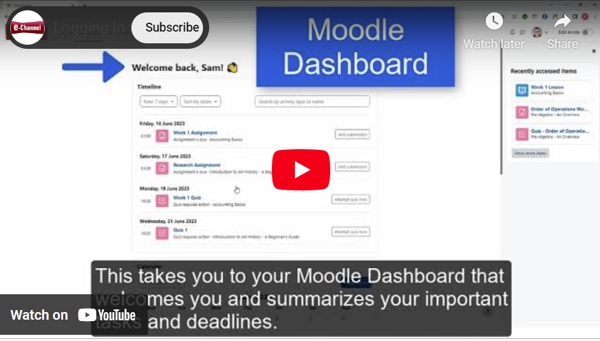 Logging in to Moodle (en anglais)